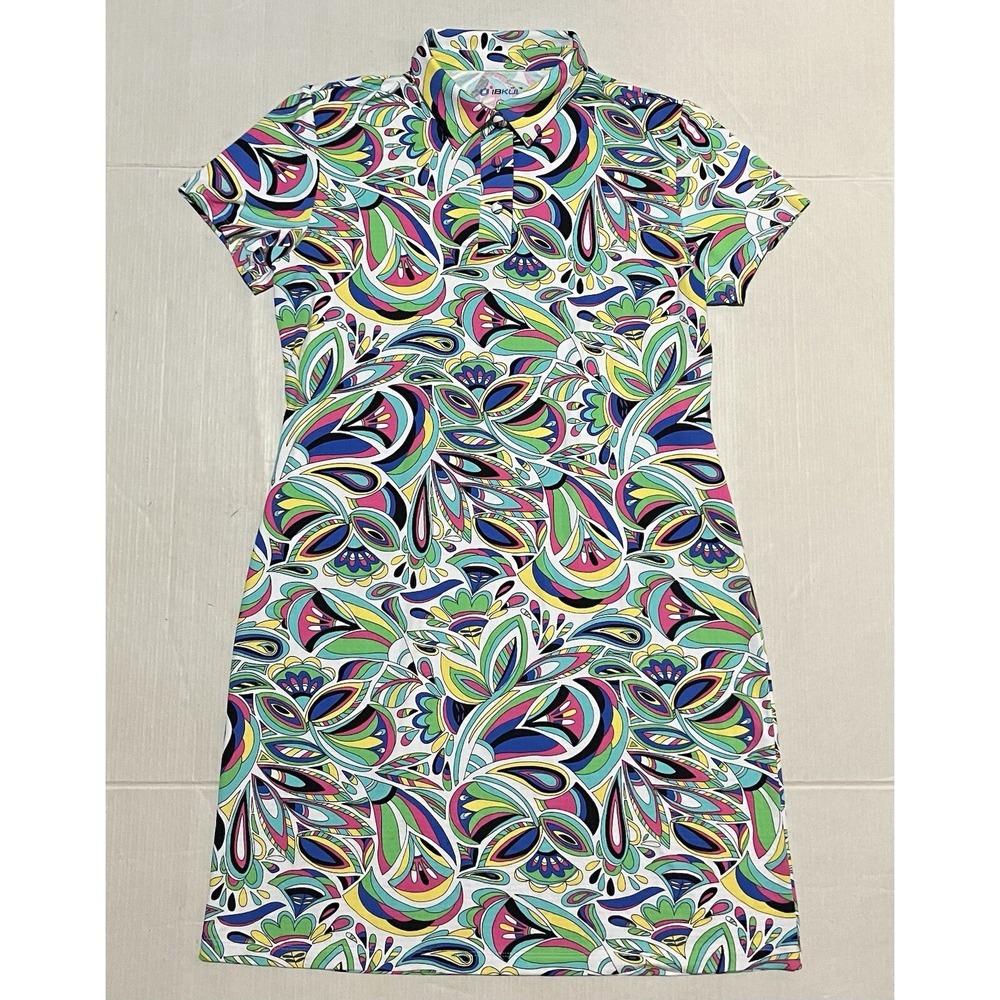 NWT Womens IBKUL UPF 50+ Polo Dress Size Medium Golf Outdoor Multicolor